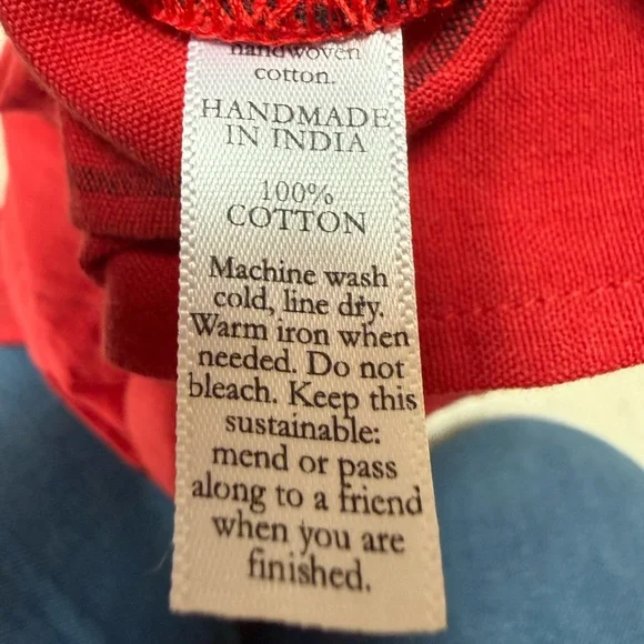 $128 LIZ ALIG Handwoven Cotton Pants in Red Check Size XS - Picture 7 of 9